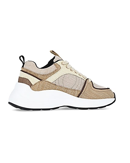 360 degree animation of product Beige colour block chunky trainers frame-14