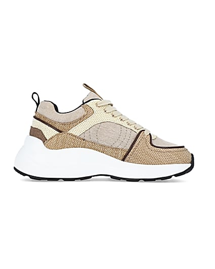 360 degree animation of product Beige colour block chunky trainers frame-15