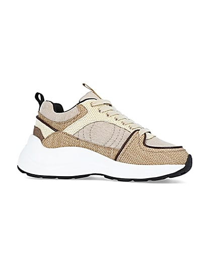 360 degree animation of product Beige colour block chunky trainers frame-16