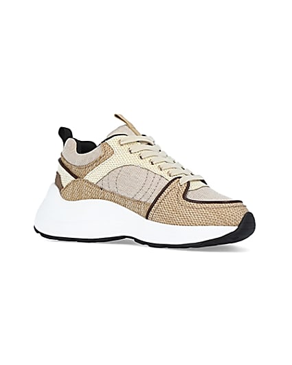 360 degree animation of product Beige colour block chunky trainers frame-17