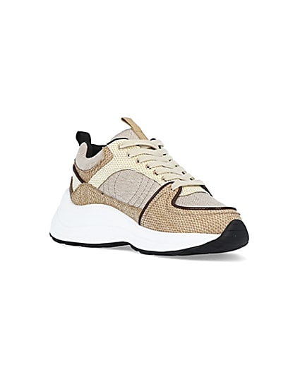 360 degree animation of product Beige colour block chunky trainers frame-18