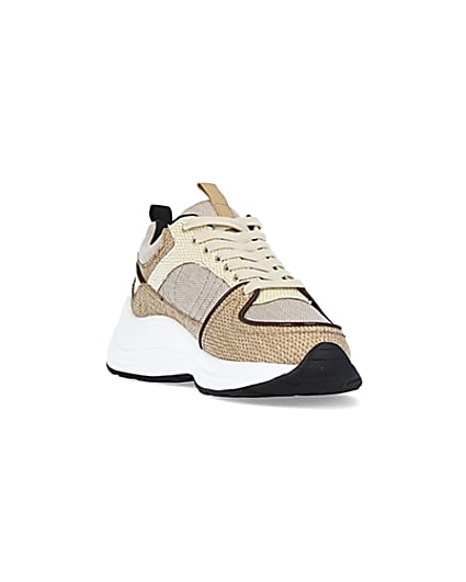 360 degree animation of product Beige colour block chunky trainers frame-19