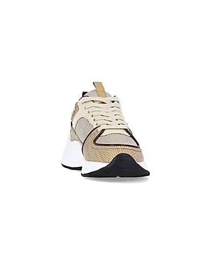360 degree animation of product Beige colour block chunky trainers frame-20
