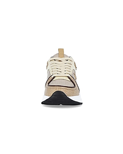 360 degree animation of product Beige colour block chunky trainers frame-21