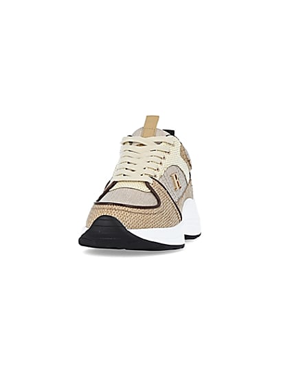 360 degree animation of product Beige colour block chunky trainers frame-22