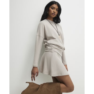 Beige Cosy Bubble Hem Dress