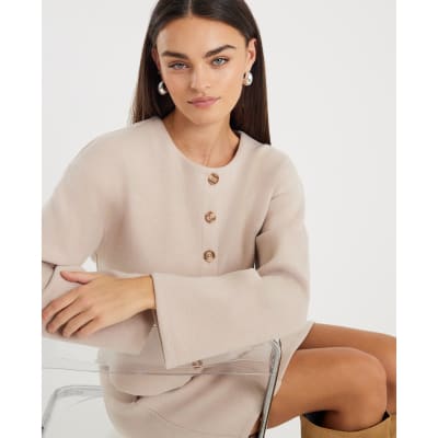 Beige Cosy Button Through Cardigan