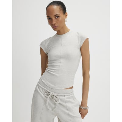 Beige Cosy Cap Sleeve T-Shirt