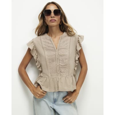 Cotton Jersey Button Up Blouse