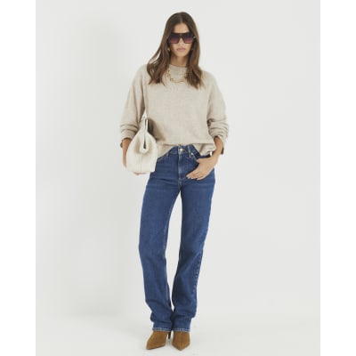 Beige Crew Neck Jumper