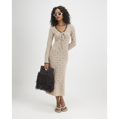 river island cream crochet dress River Island crochet backless maxi dress in cream