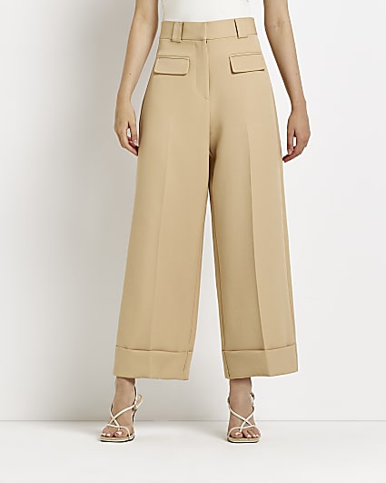 Beige cropped trousers
