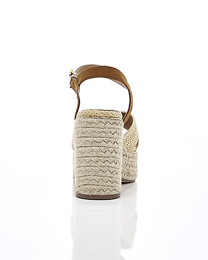 360 degree animation of product Beige cross strap espadrille wedges frame-15