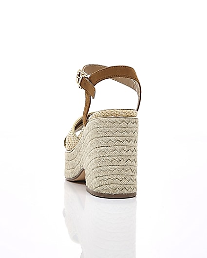 360 degree animation of product Beige cross strap espadrille wedges frame-16