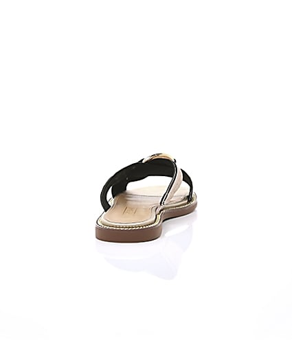 360 degree animation of product Beige cross strap ring flat sandals frame-15
