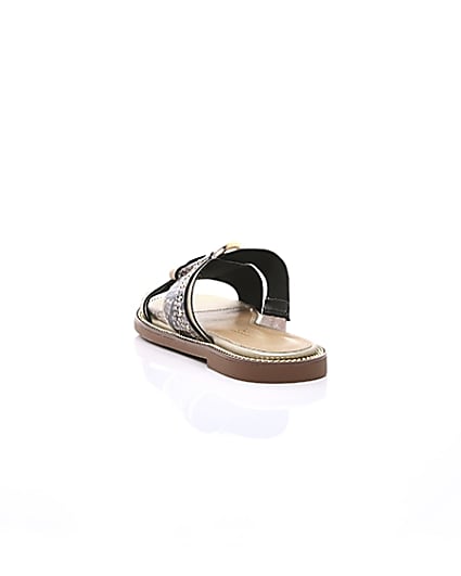 360 degree animation of product Beige cross strap ring flat sandals frame-17