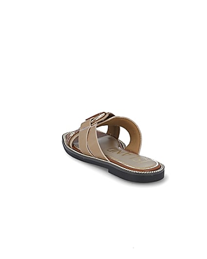 360 degree animation of product Beige cross strap sandals frame-7