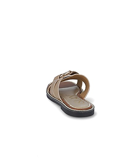 360 degree animation of product Beige cross strap sandals frame-8