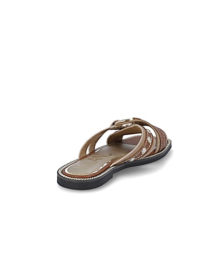 360 degree animation of product Beige cross strap sandals frame-11