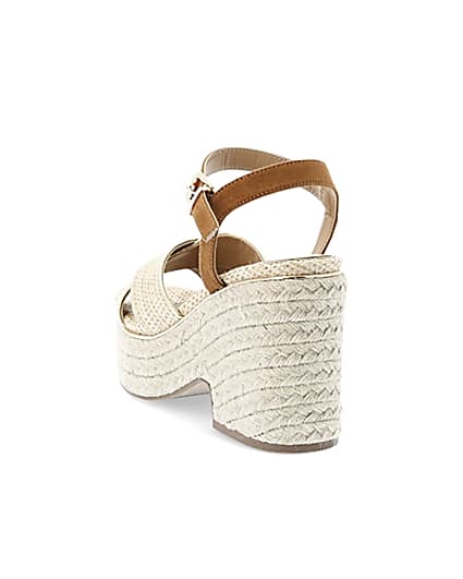 360 degree animation of product Beige cross strap wide fit espadrille wedges frame-7
