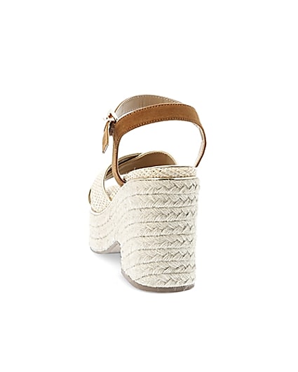 360 degree animation of product Beige cross strap wide fit espadrille wedges frame-8