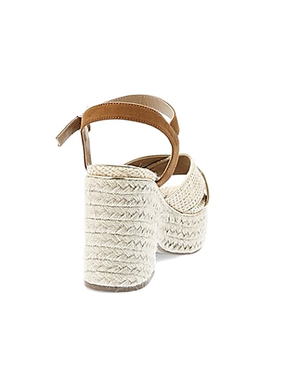 360 degree animation of product Beige cross strap wide fit espadrille wedges frame-10