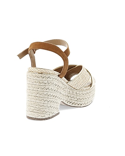 360 degree animation of product Beige cross strap wide fit espadrille wedges frame-11