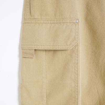 Beige cuffed cargo trousers | River Island