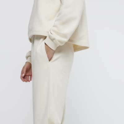 Beige cuffed hem joggers