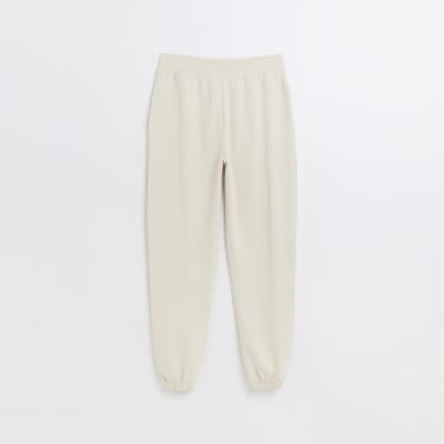 Beige cuffed hem joggers