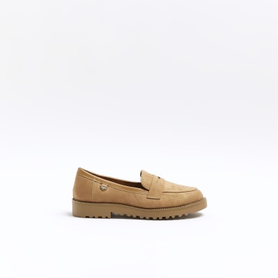 Beige diamante chunky loafers | River Island