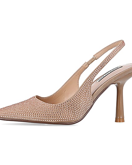 360 degree animation of product Beige diamante heeled court shoes frame-2