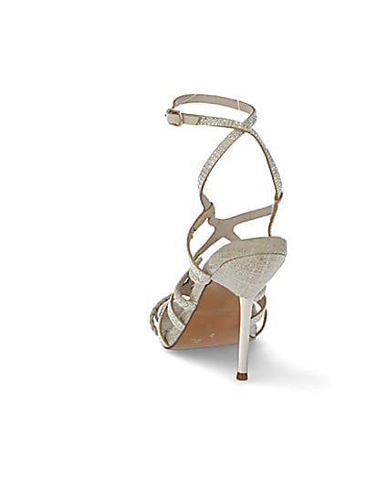360 degree animation of product Beige diamante tubular high heeled sandals frame-8