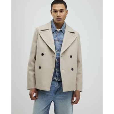 Beige Double Breasted Peacoat