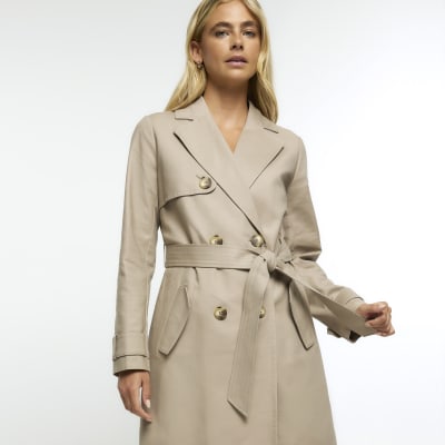 River island double breasted on sale coat