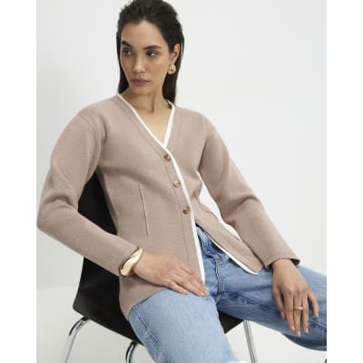 Beige Double Layer Cardigan