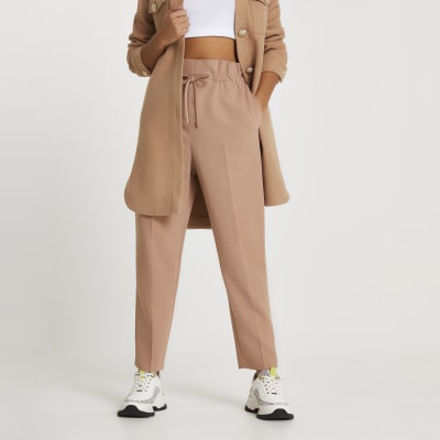 Beige elasticated waist joggers