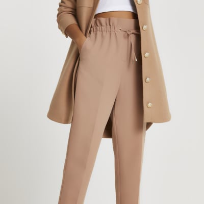 Beige elasticated waist joggers