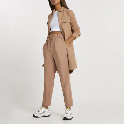 Beige elasticated waist joggers