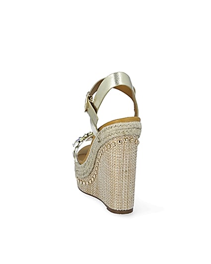 360 degree animation of product Beige embellished perspex wedge sandals frame-8