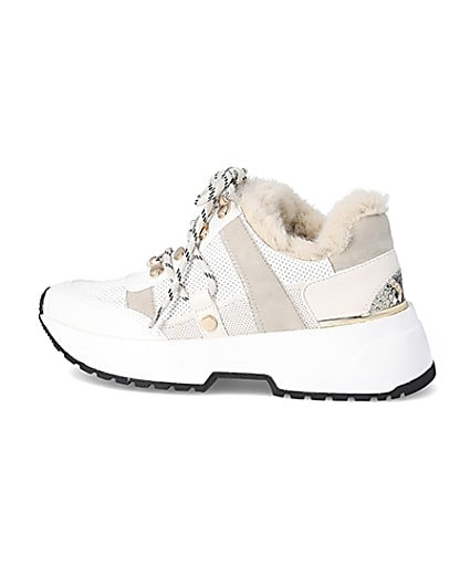 360 degree animation of product Beige faux fur lined chunky trainers frame-4