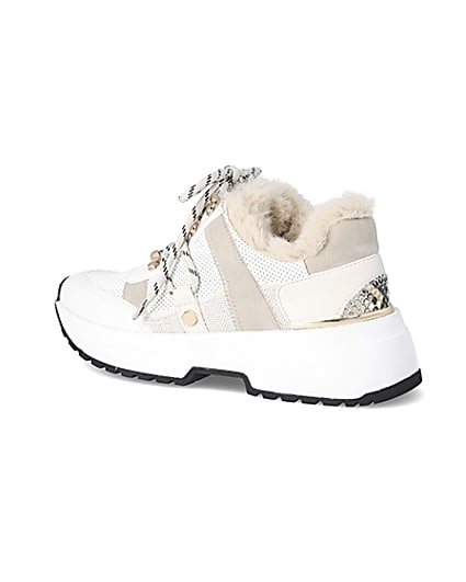360 degree animation of product Beige faux fur lined chunky trainers frame-5