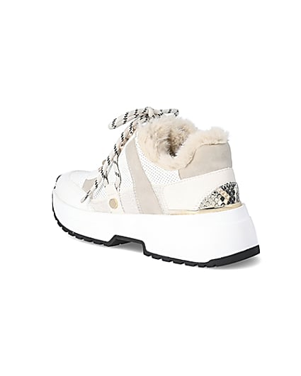 360 degree animation of product Beige faux fur lined chunky trainers frame-6