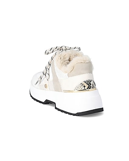360 degree animation of product Beige faux fur lined chunky trainers frame-7