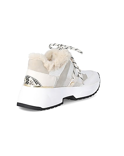 360 degree animation of product Beige faux fur lined chunky trainers frame-12