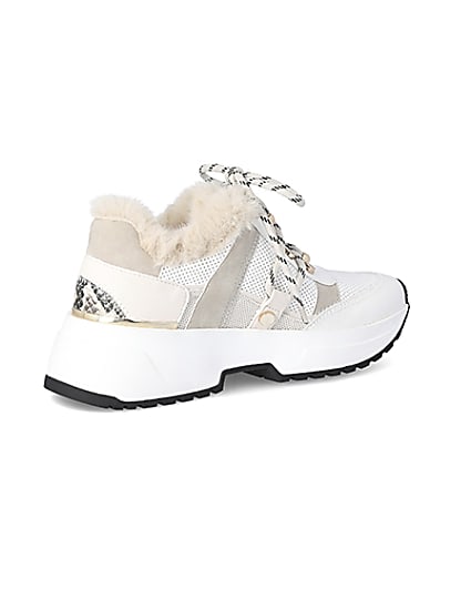 360 degree animation of product Beige faux fur lined chunky trainers frame-13