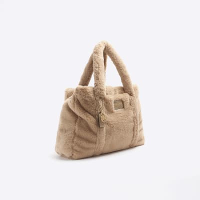 Faux Fur Shopper - Beige - Ladies