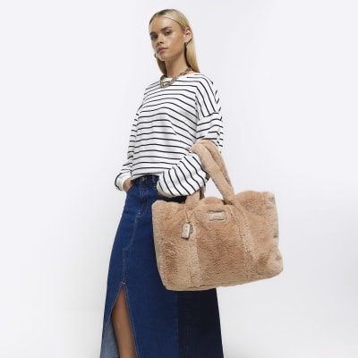 River Island monogram mini handbag in brown, ASOS