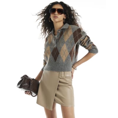 Faux Leather Buckle Mini Wrap Skirt