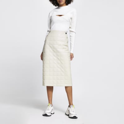 white quilted skirt